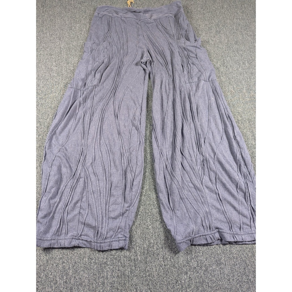 Windhorse Womens Wide Leg Textured Crinkle Pants Purple Boho Nepal S/M
